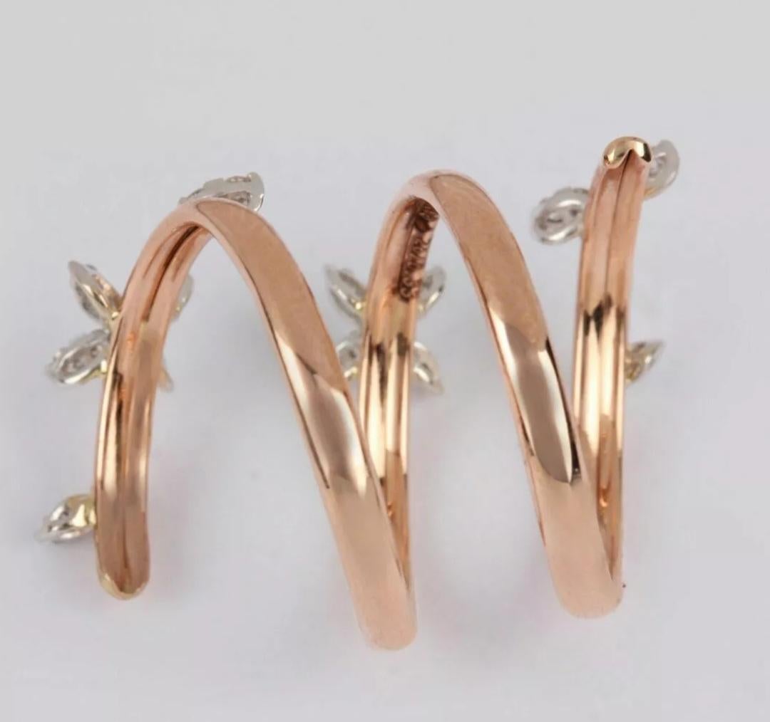 Anillo envolvente floral de oro macizo de 14 quilates con diamante natural Si Calrity Regalo de novia. en venta 3