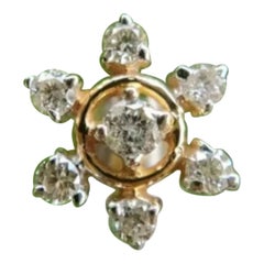 14k Solid Gold Natural Diamond Snowflake Flower Nose Stud Ring Wedding Nose Pins