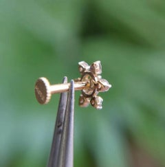 14k Solid Gold Natural Diamond Snowflake Flower Nose Stud Ring Wedding Nose Pins