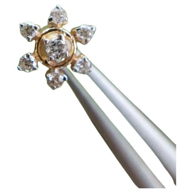 14k Solid Gold natürlichen Diamant Schneeflocke Blume Nase Ohrstecker Ring Hochzeit Nase Pins