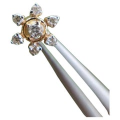 14k Solid Gold natürlichen Diamant Schneeflocke Blume Nase Ohrstecker Ring Hochzeit Nase Pins