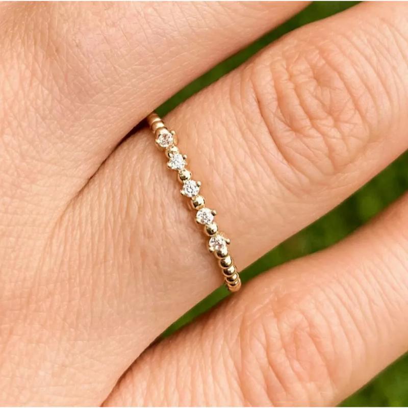 14k Solid Gold Natural Diamond Stacking Ring Minimalist Eternity Valentines Ring
Light weight can be worn everyday

Additional information:
Condition: New with tags: A brand-new, unused, and unworn item (including handmade items) in the original
