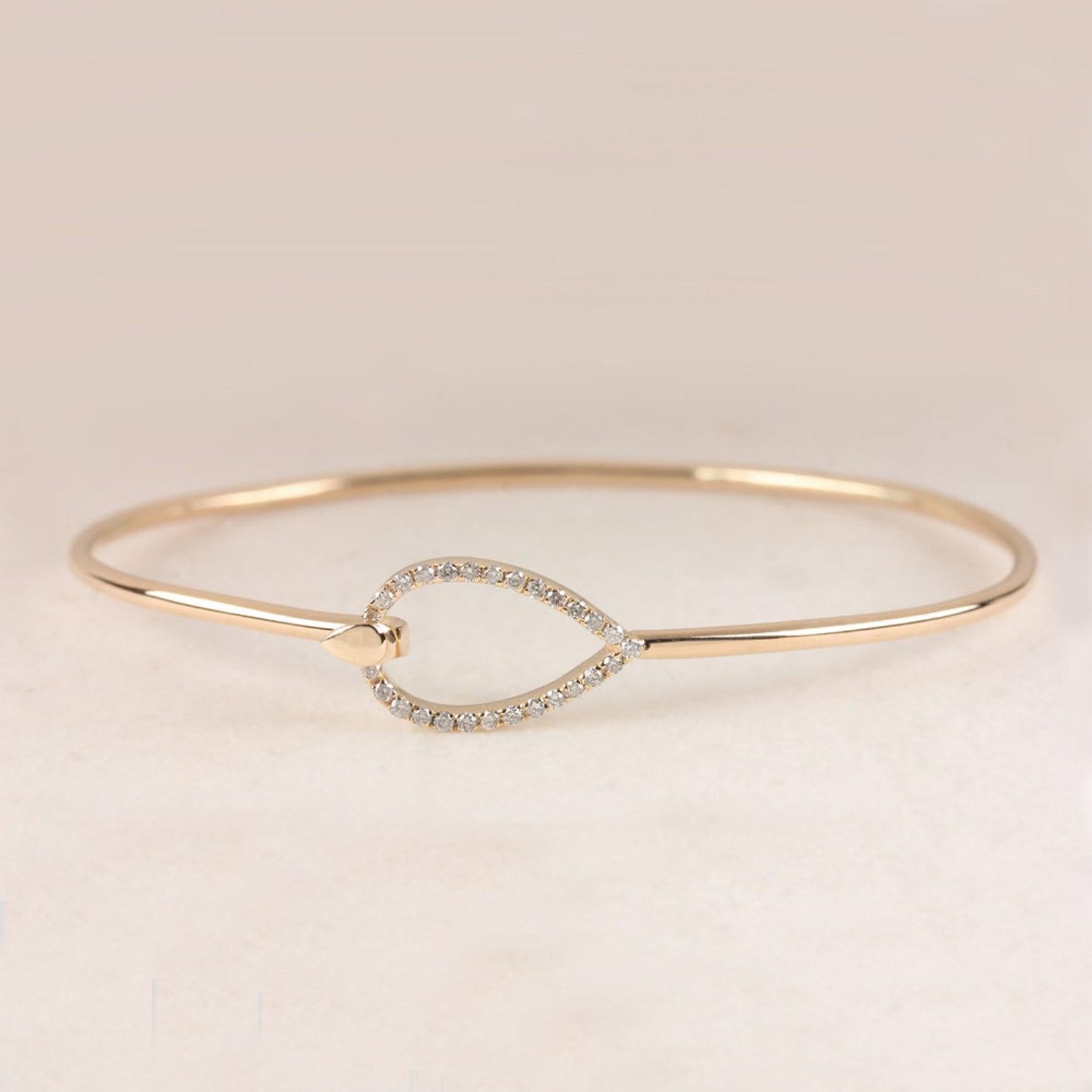 Round Cut 14k Solid Gold Natural Pave Diamond Bracelet Beautiful Wedding Gift For Women. For Sale