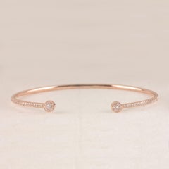 14k Solid Gold Natural Pave Diamond Bracelet Cuff Bangle Bracelet For Women.
