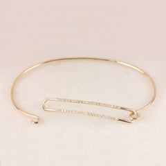 14k Solid Gold Natural Pave Diamond Bracelet Openable Cuff Bracelet For Women.