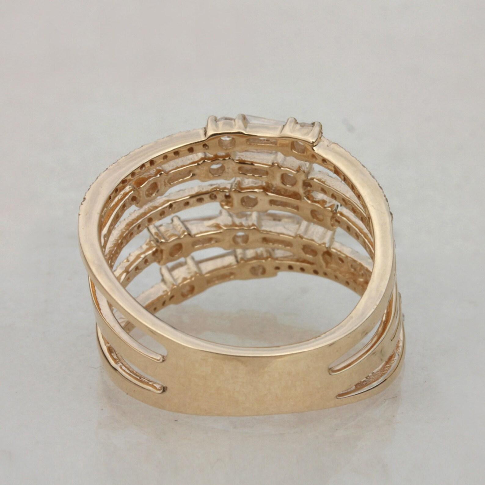 da uomo o donna Anello in oro massiccio 14k con diamante naturale Nature Taglio Baguette Bellissimo anello. in vendita