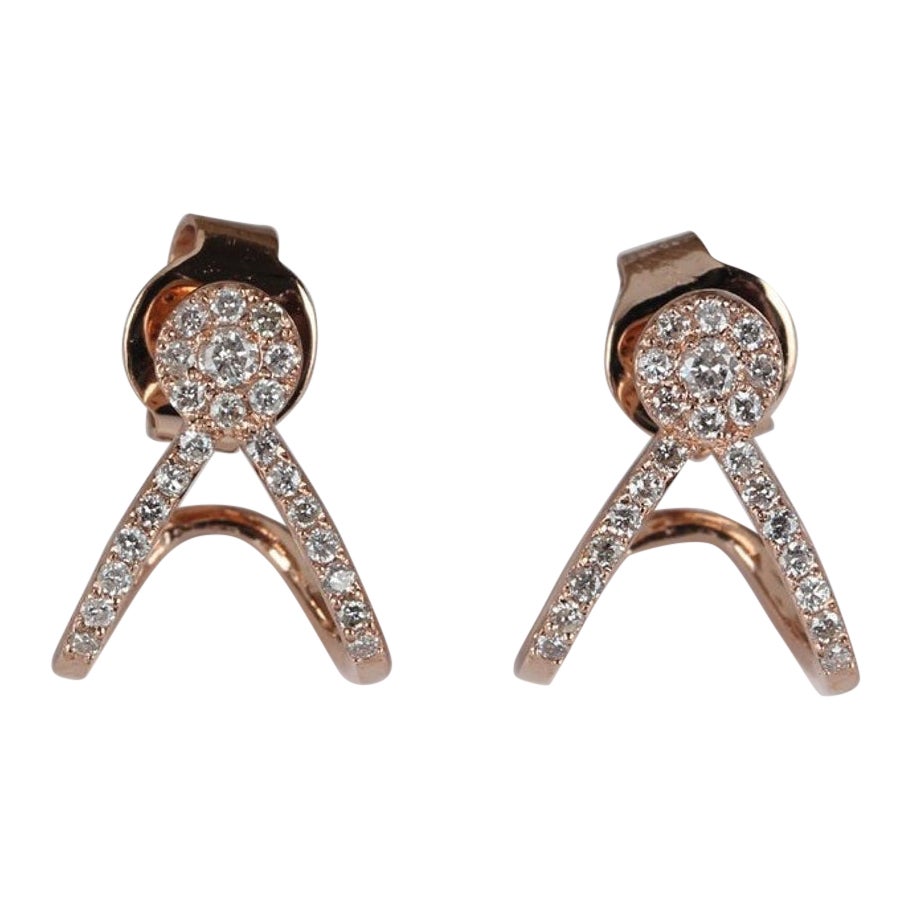 14k Solid Gold Natural Pave Diamond Stud Earrings Simple Wedding Gift For Women For Sale