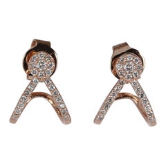 14k Solid Gold Natural Pave Diamond Stud Earrings Simple Wedding Gift For Women