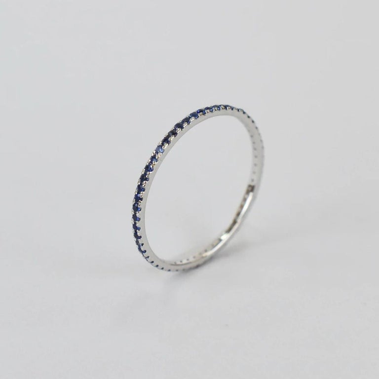 For Sale:  14k Solid Gold Natural Sapphire Ring Full Eternity Ring 2