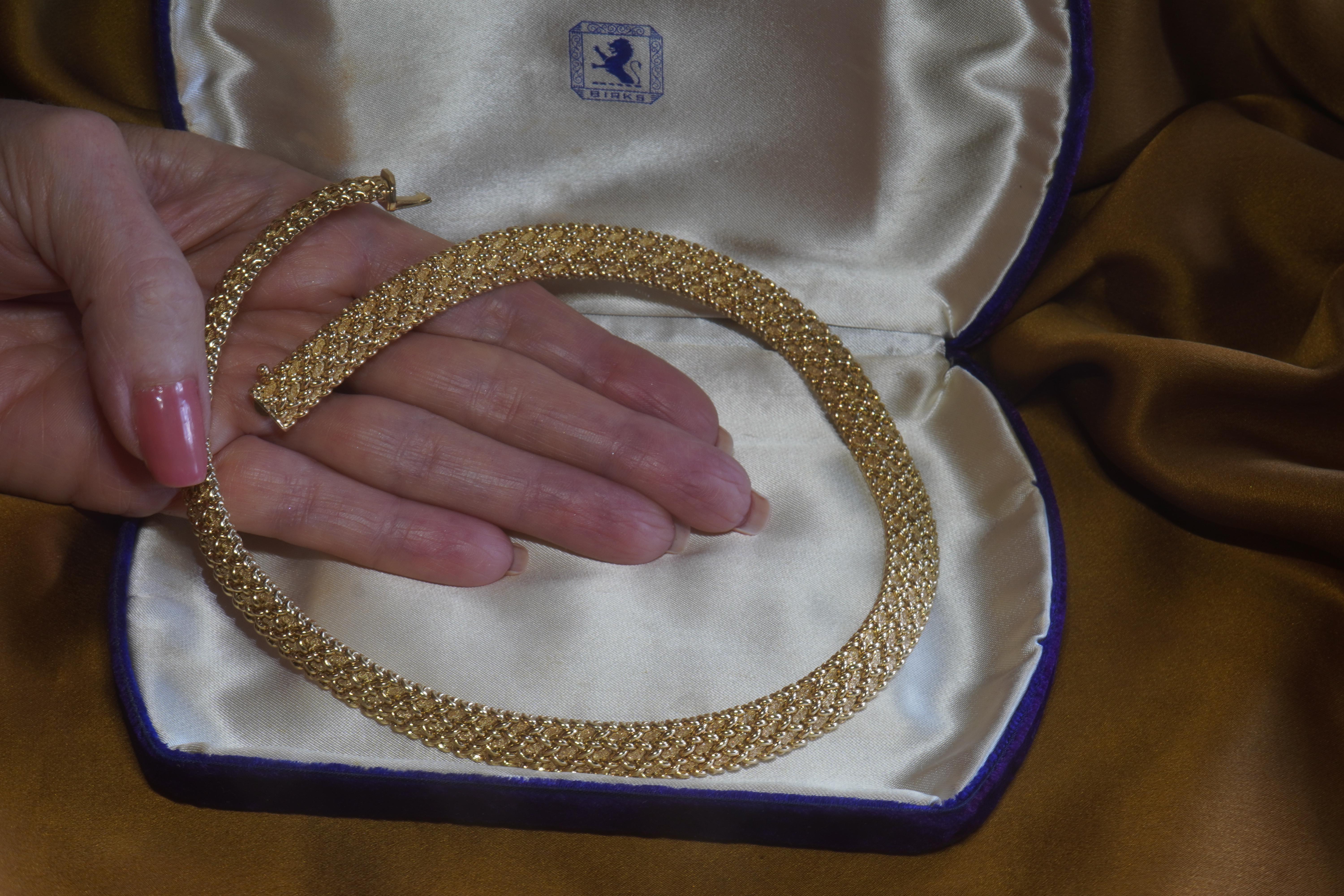Women's or Men's 14K Solid Gold Necklace Vintage Choker Omega Chain Mesh Collar Fine Estate Huge