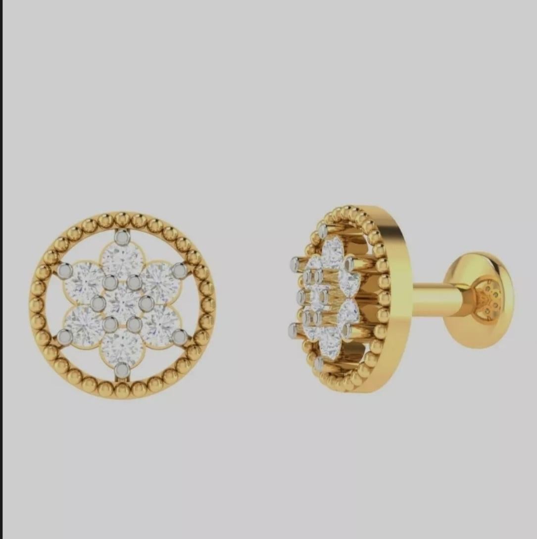 14K Solid Gold Nose Pin Body Piercing Jewelry Diamond nose Stud Wedding Gift For Sale 4