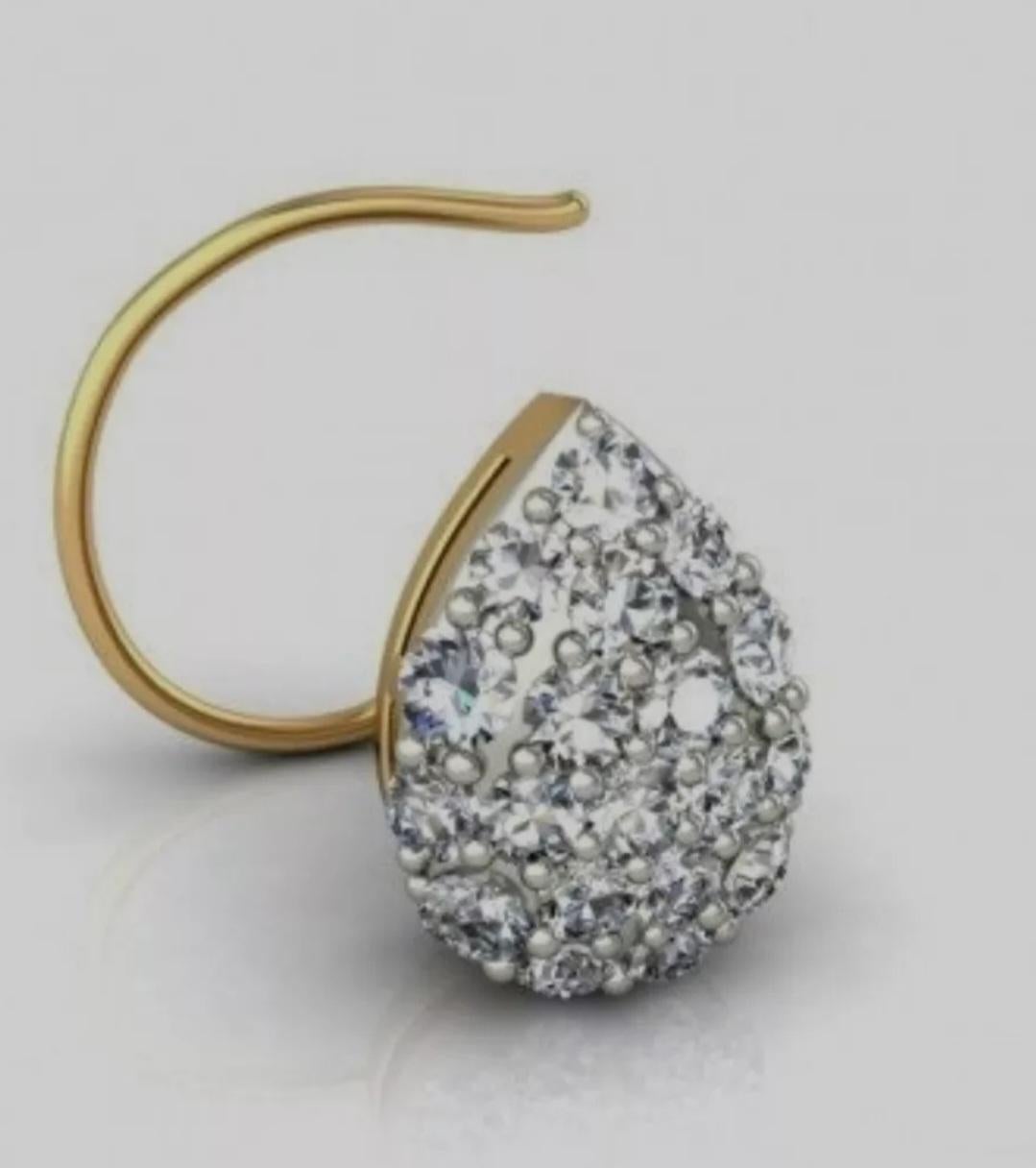 14K Solid Gold Nose Pin Body Piercing Jewelry Diamond nose Stud Women jewelry In New Condition For Sale In Chicago, IL