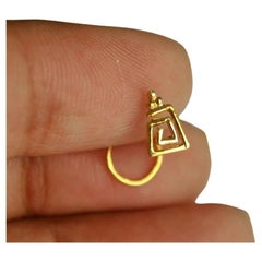 14k Solid Gold Nose Pin Trapezium Spiral Nose Stud Geometric Body Piercing Ring.