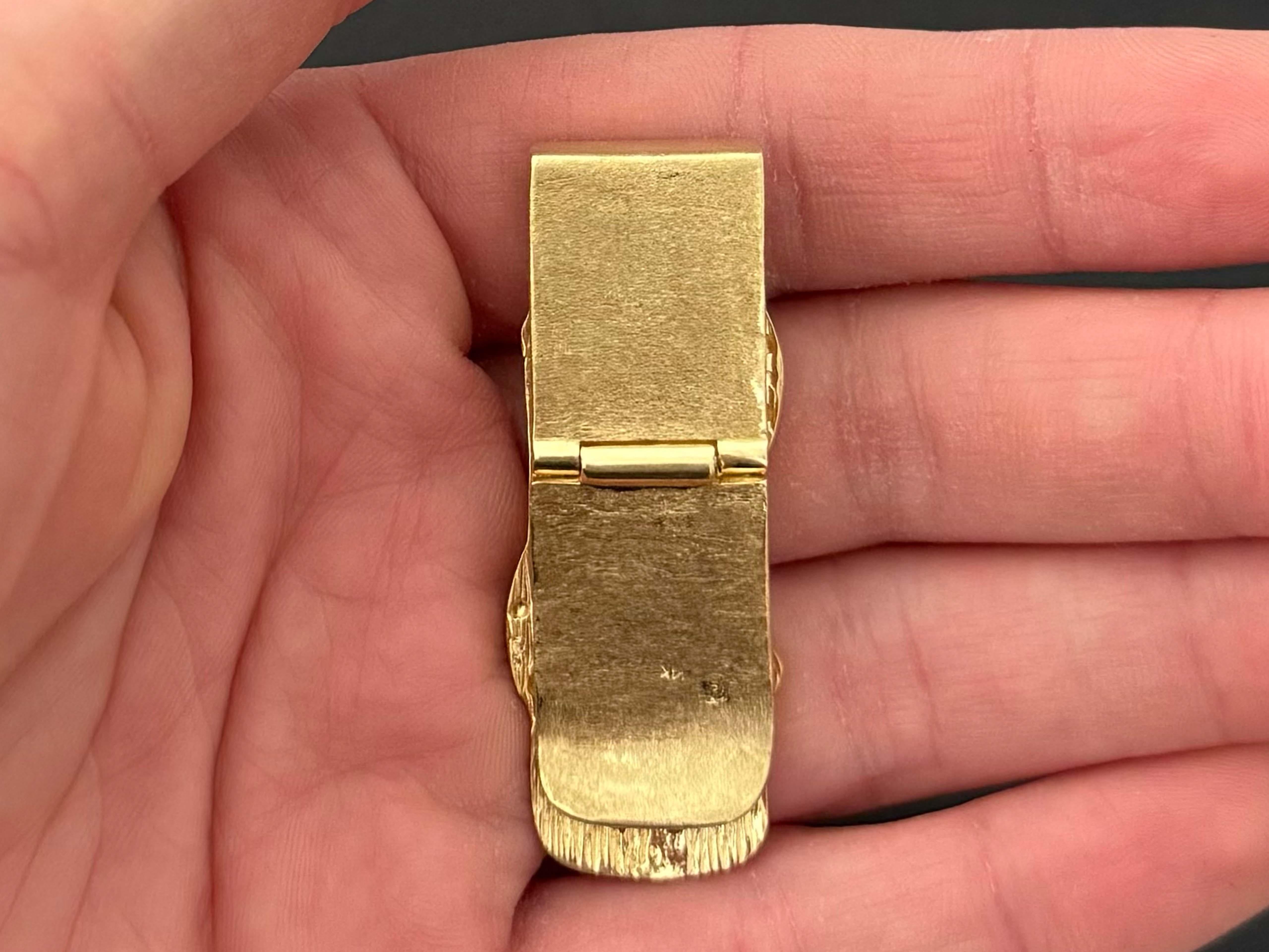 14K Solid Gold Nugget Dollar Sign Money Clip In Excellent Condition In Honolulu, HI
