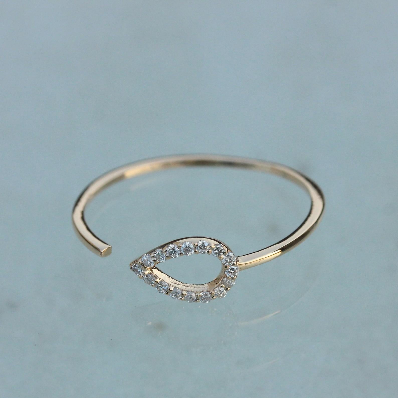14K Solid Gold Open Band Pave Diamond Ring Beautiful Diamond Geschenk für Frauen. im Zustand „Neu“ im Angebot in Chicago, IL