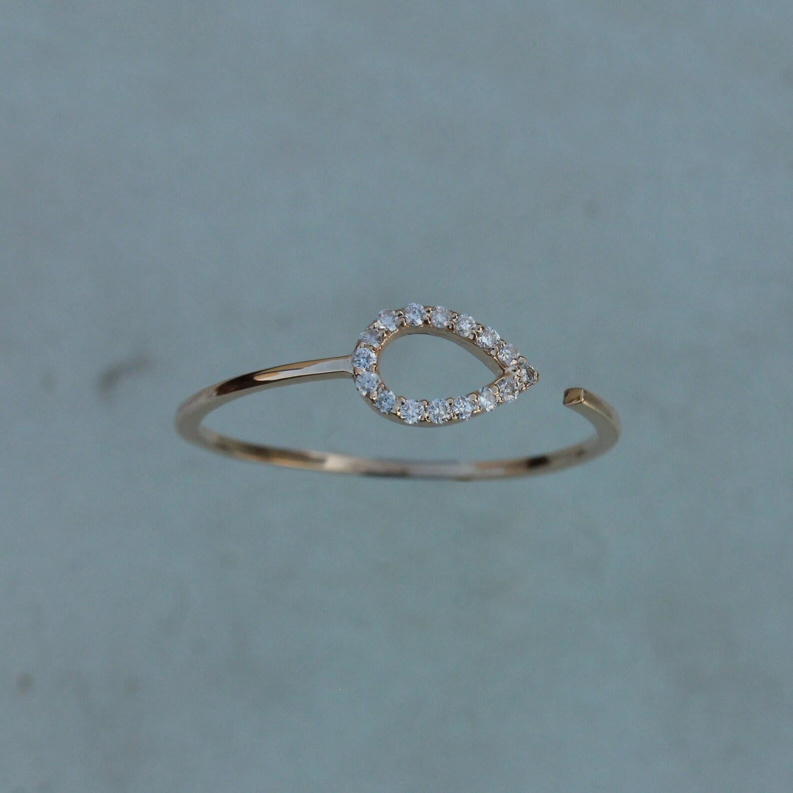 14K Solid Gold Open Band Pave Diamond Ring Beautiful Diamond Geschenk für Frauen. im Angebot 2