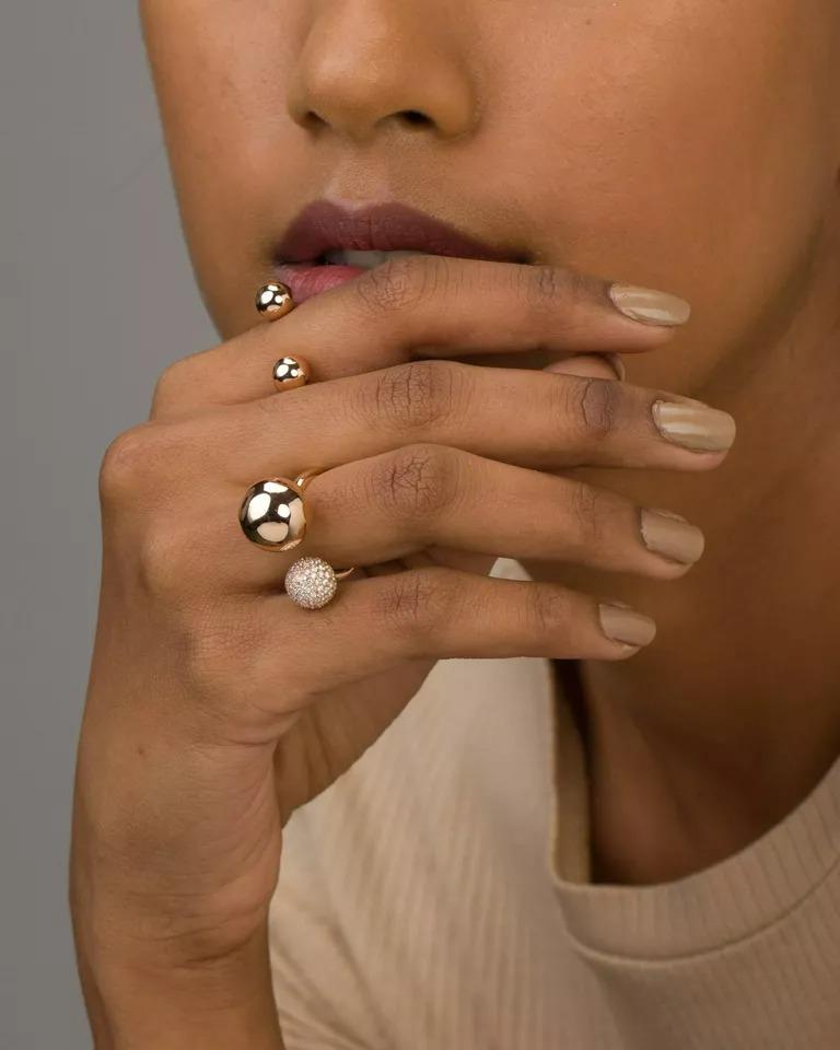 Bague sphère ouverte en or massif 14k Pour femmes en vente