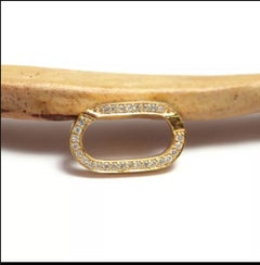 14K Solid Gold Oval Shape Lobster Clasps Diamond Carabiner Pendant Christmas.