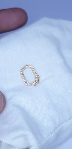 14K Solid Gold Oval Shape Lobster Clasps Diamond Carabiner Pendant Christmas.