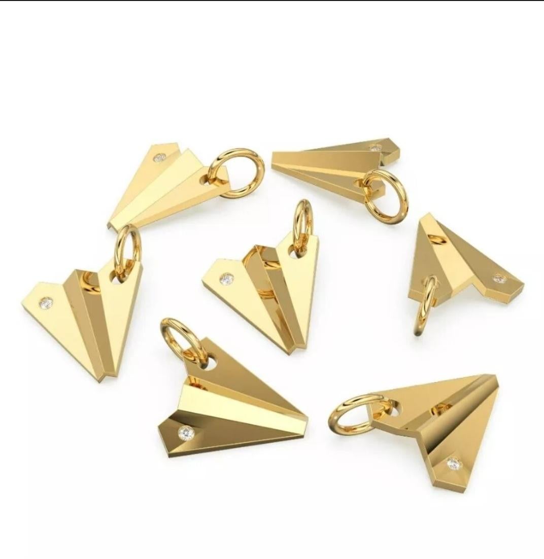 14K Solid Gold paper Plane Charm Pendant Natural Diamond pendant gold Charms

Metal
Yellow Gold
Main Stone
Diamond
Style
Charm, Pendant
Base Metal
Yellow Gold
Number of Gemstones
1
Material
14K Solid Gold, Natural daimond
Total Carat Weight
0.24 Cts