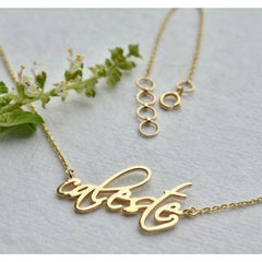 14k Solid Gold Personalised Name Necklace Custom Dainty Cable Chain Jewelry