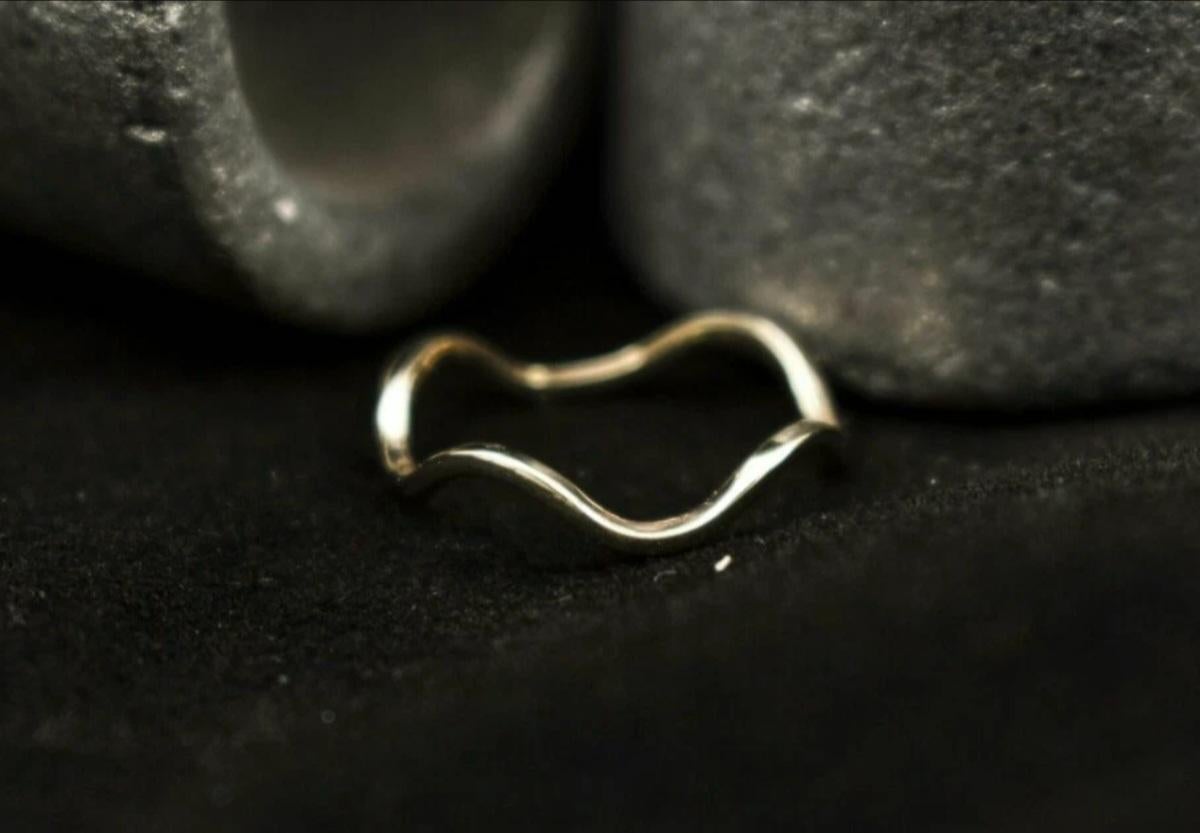 14k Solid Gold Plain Band Sea Breeze Ring Valentines Women Ring Minimalist Ring. For Sale 1