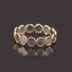 14k Solid Gold Polki Ring Minimalist Band Ring Wedding Anniversary Gift For Her.