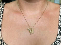 14K Solid Gold Poodle Diamond Dog Necklace