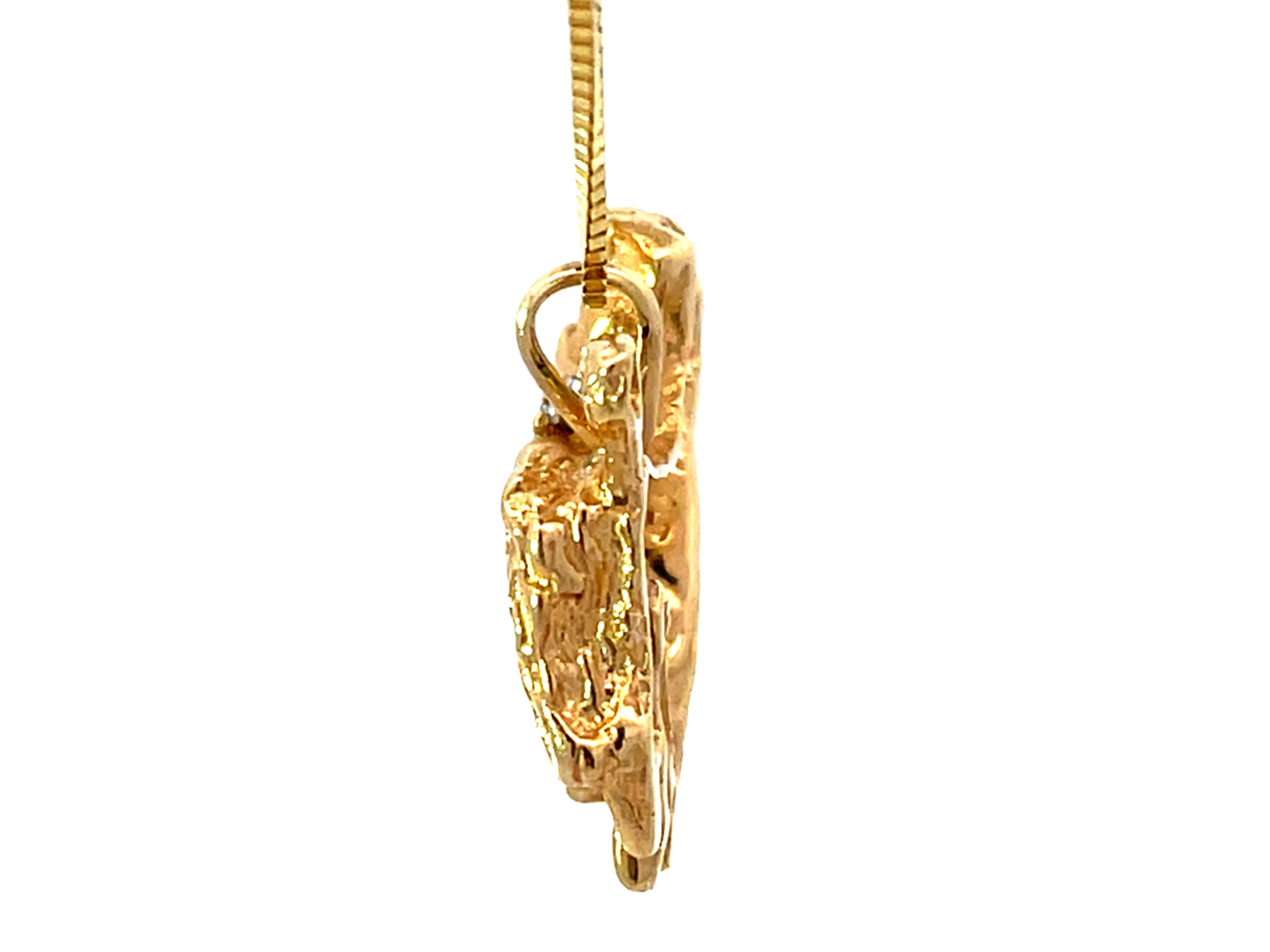 Modern 14K Solid Gold Poodle Diamond Dog Necklace For Sale