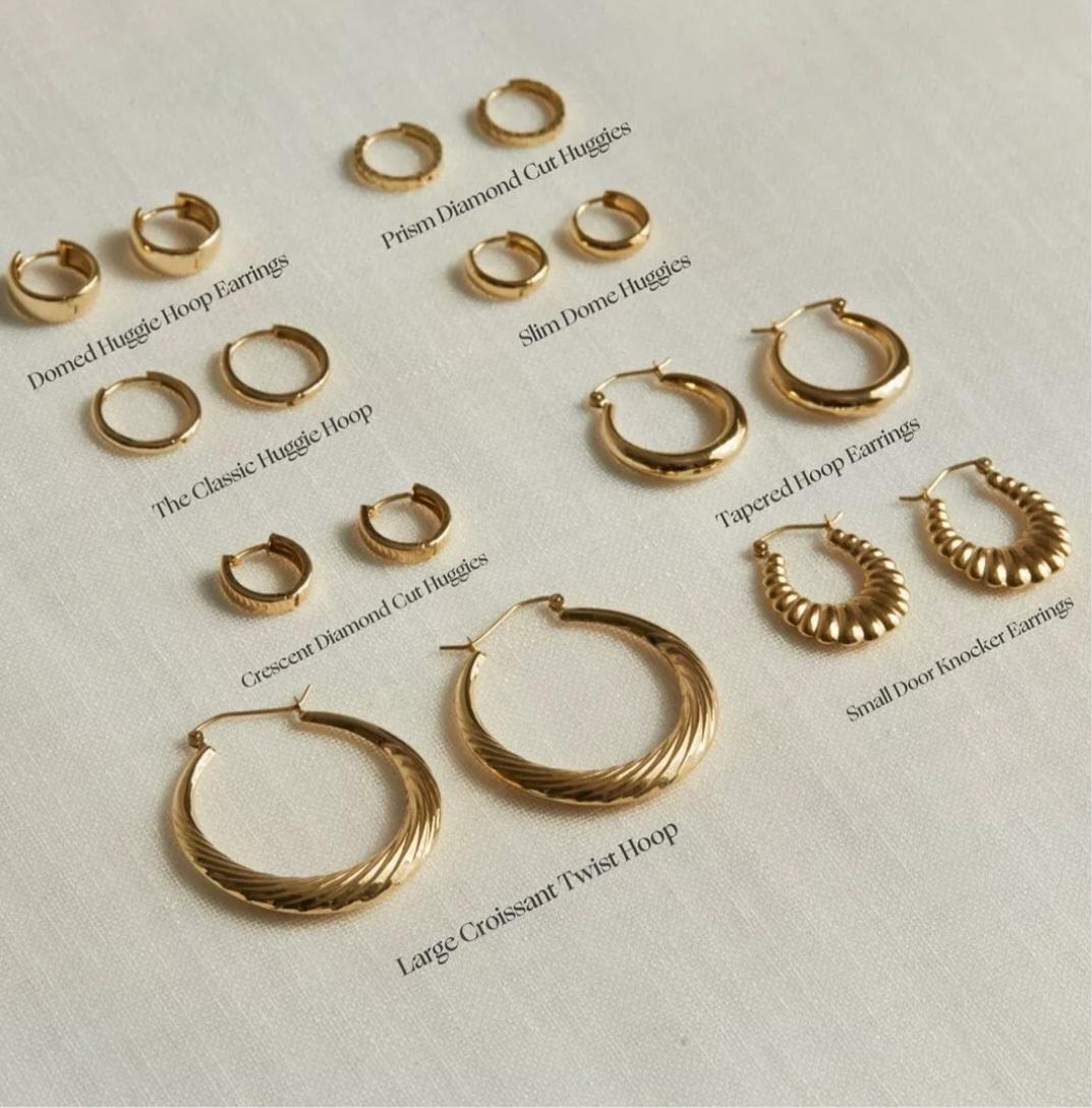 14K Solid Gold Prism Diamond Cut Huggie Earrings For Women Minimalist Hoops For Sale 4