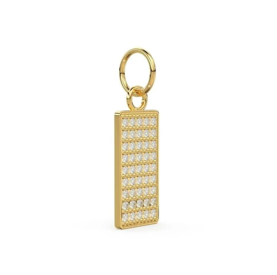 14K Solid Gold Rectangular Diamond Charm Pendant Solid Gold Findings 19x7mm.
Size: 19.4 x 7.70 mm Approx. Jump Ring Size: 2.20 mm Approx
Weight: 1.80 Grams Approx.
Diamond: 45Pc 1.2 mm Approx.
Light weight can be worn everyday

Additional