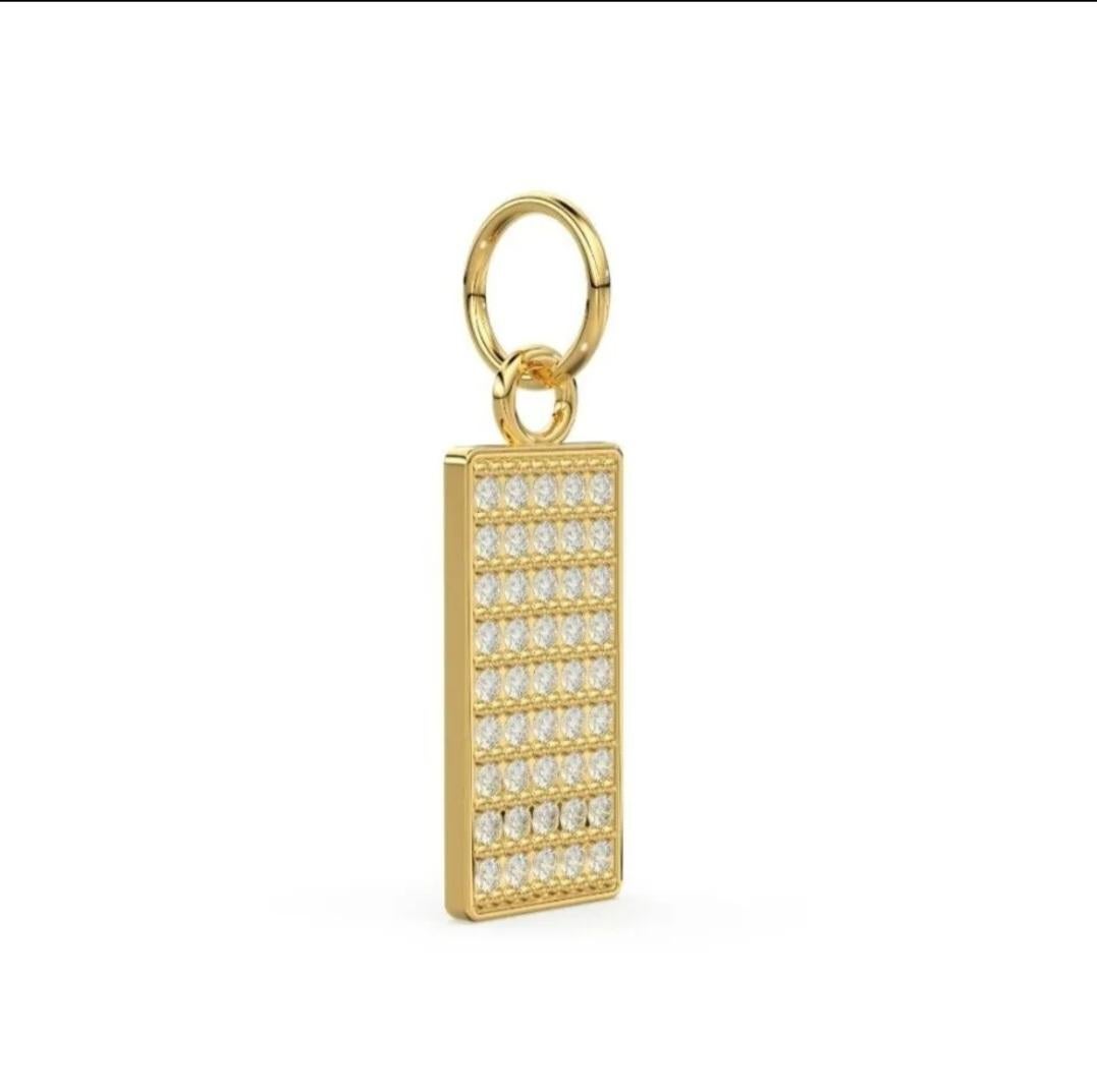 Taille ronde 14K Or massif Pendentif breloque diamant rectangulaire or massif Findings 19x7mm en vente