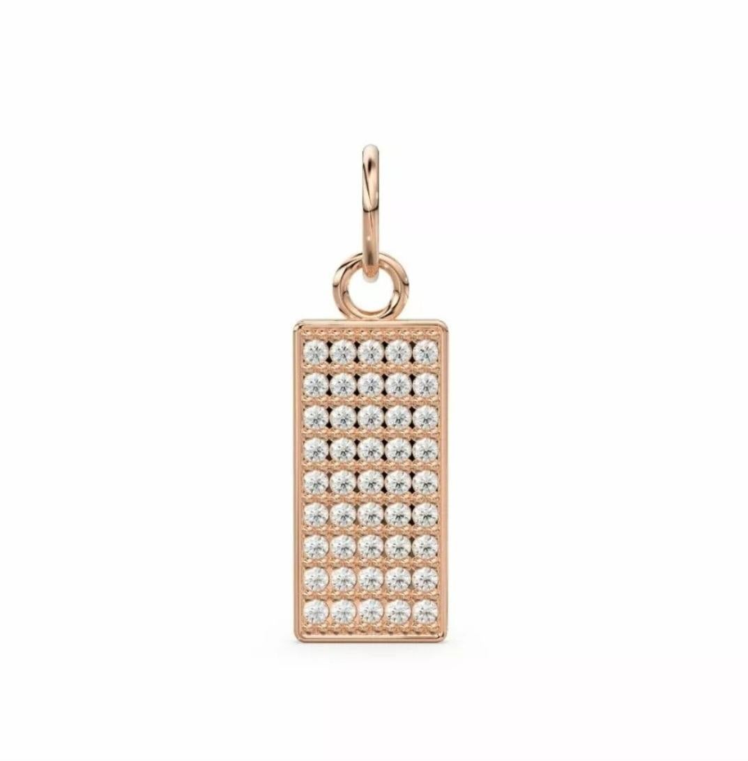 14K Or massif Pendentif breloque diamant rectangulaire or massif Findings 19x7mm en vente 1