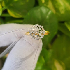14k Solid Gold Ring Natural Pave Diamond Flower Styled Propose Ring For Women.