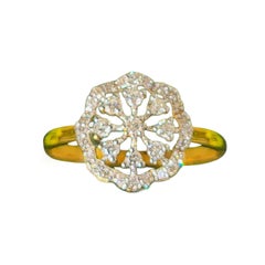 14k Solid Gold Ring Natural Pave Diamond Flower Styled Propose Ring For Women.