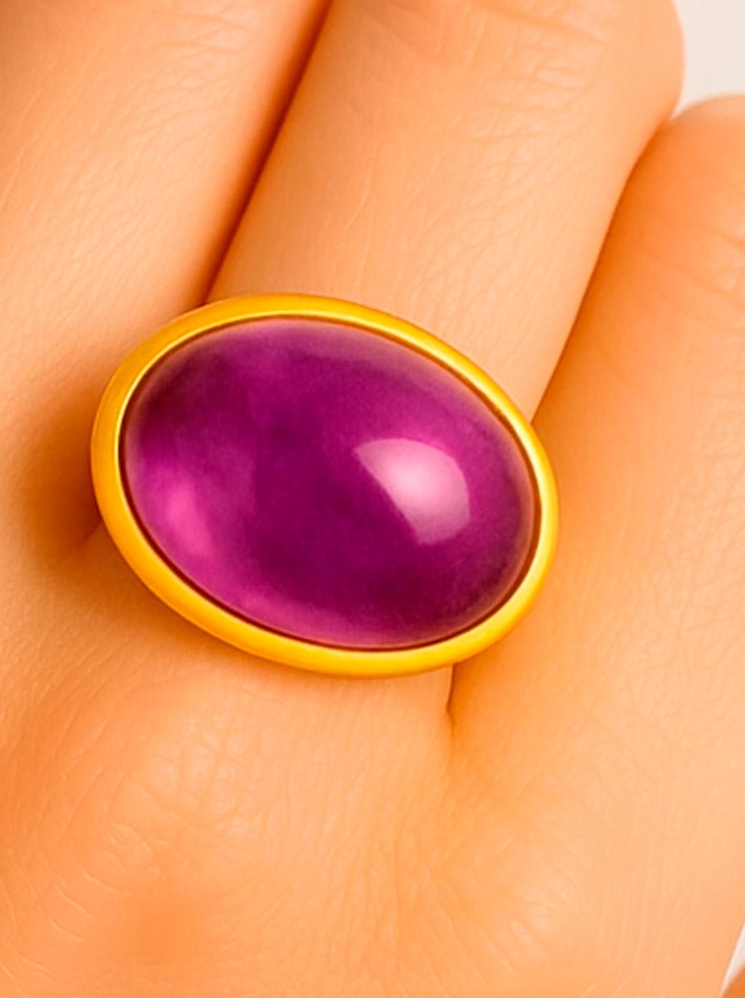 in vendita:  Anello in oro massiccio 14k con cabochon di ametista 3