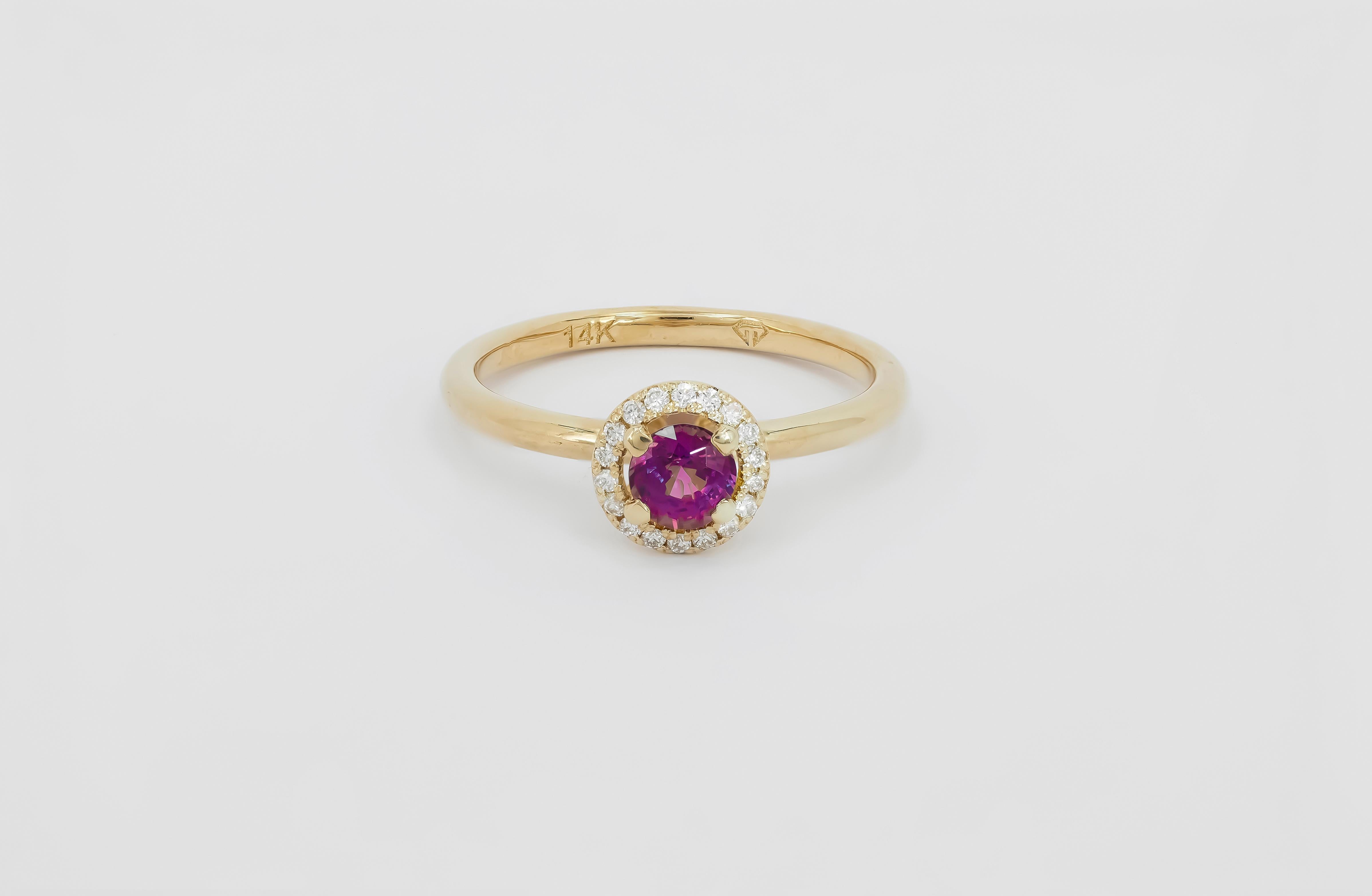 For Sale:  14k Solid Gold Ring with Natural Spinel and Diamonds 11