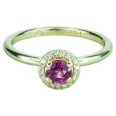 14k Solid Gold Ring with Natural Spinel and Diamonds