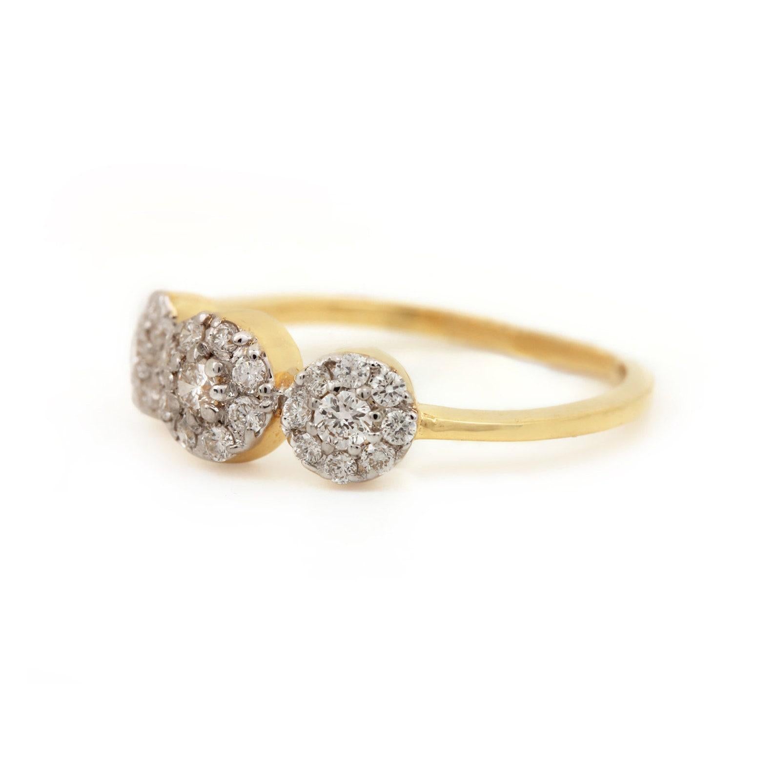 14k Massivgold Runder geformter Ring Natürlicher Diamant Minimalistischer Ring Geschenk für Damen (Art déco) im Angebot