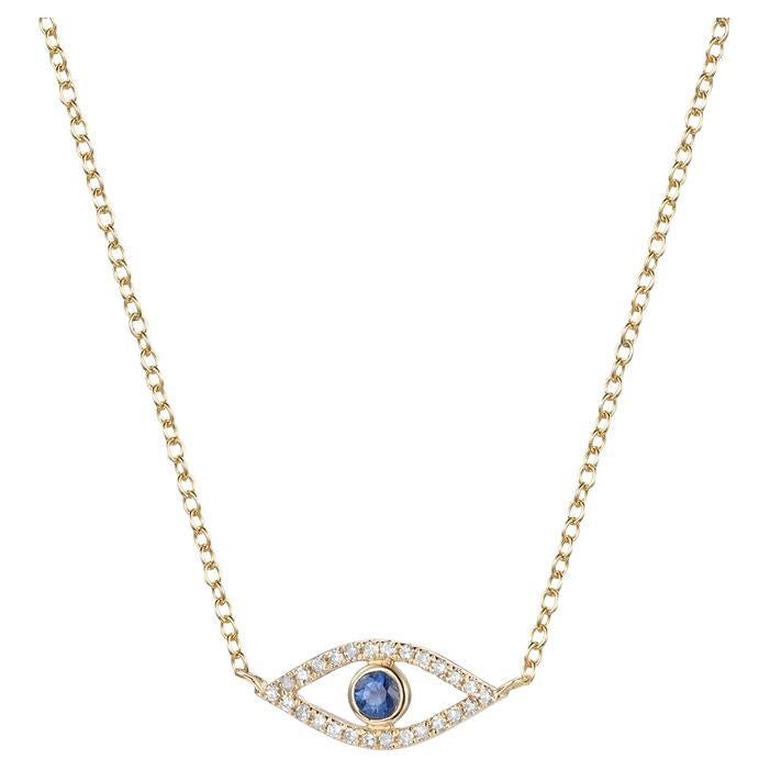 Golden Sapphire 14K Gold Evil Eye Charm Necklace