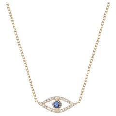 Golden Sapphire 14K Gold Evil Eye Charm Necklace