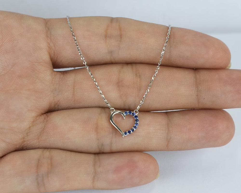 Valentine Jewelry 14k Solid Gold Sapphire Necklace Dainty 10 mm Heart Charm Necklace Wedding Necklace Fine Gold Jewelry Layering Choker Free Shipping.

Beautiful little Minimalist Necklace is made of either 14k Gold adorned with natural AAA quality