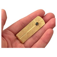 14K Solid Gold Satin Finish Money Clip with Black Star Sapphire