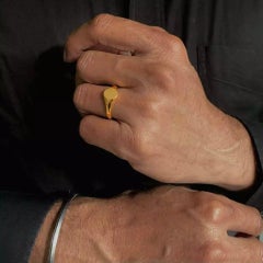14K Solid Gold Signet Ring Men