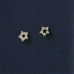 14K Solid Gold Simple Diamond Earring for Women Gold Exquisite