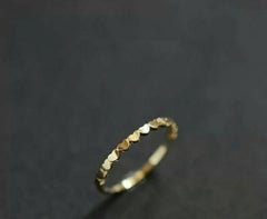 14K Solid Gold Simple Heart Shaped Link Tail Ring Exquisite Temperament Jewelry.