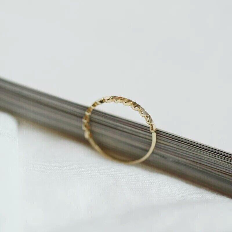 14K Solid Gold Simple Heart Shaped Link Tail Ring Exquisite Temperament Jewelry. For Sale 2