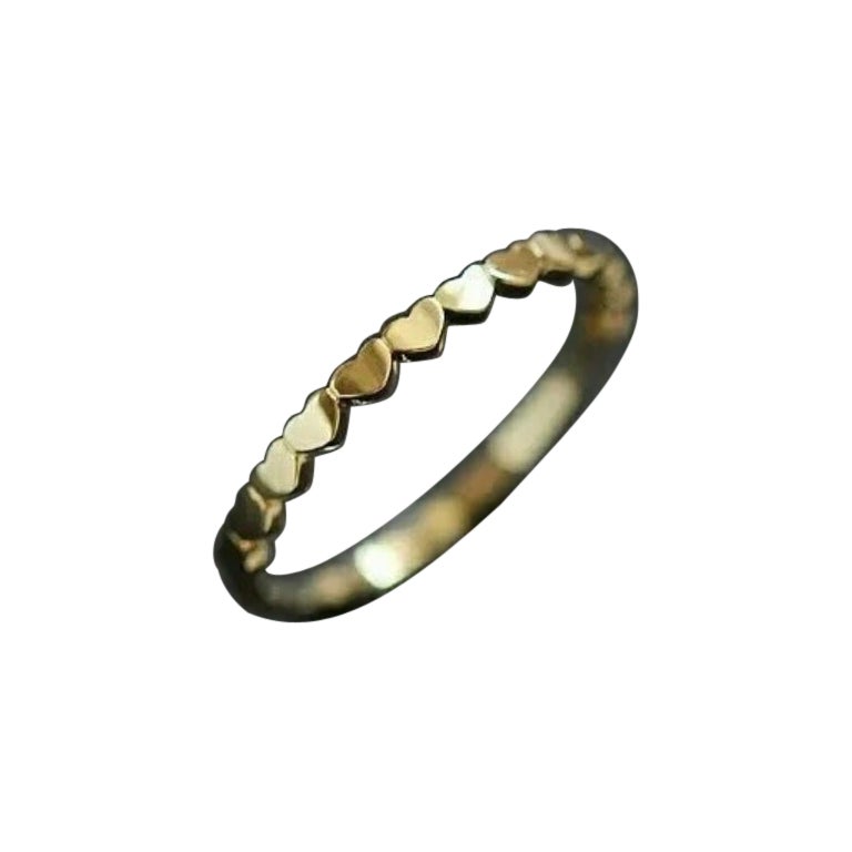 Anello a forma di cuore in oro massiccio 14K A Link Tail, squisito gioiello del temperamento.