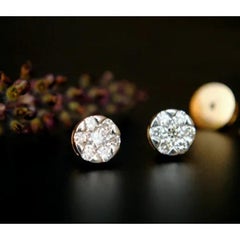 14k Solid Gold Solitaire Natural Diamond Statement Earring Set