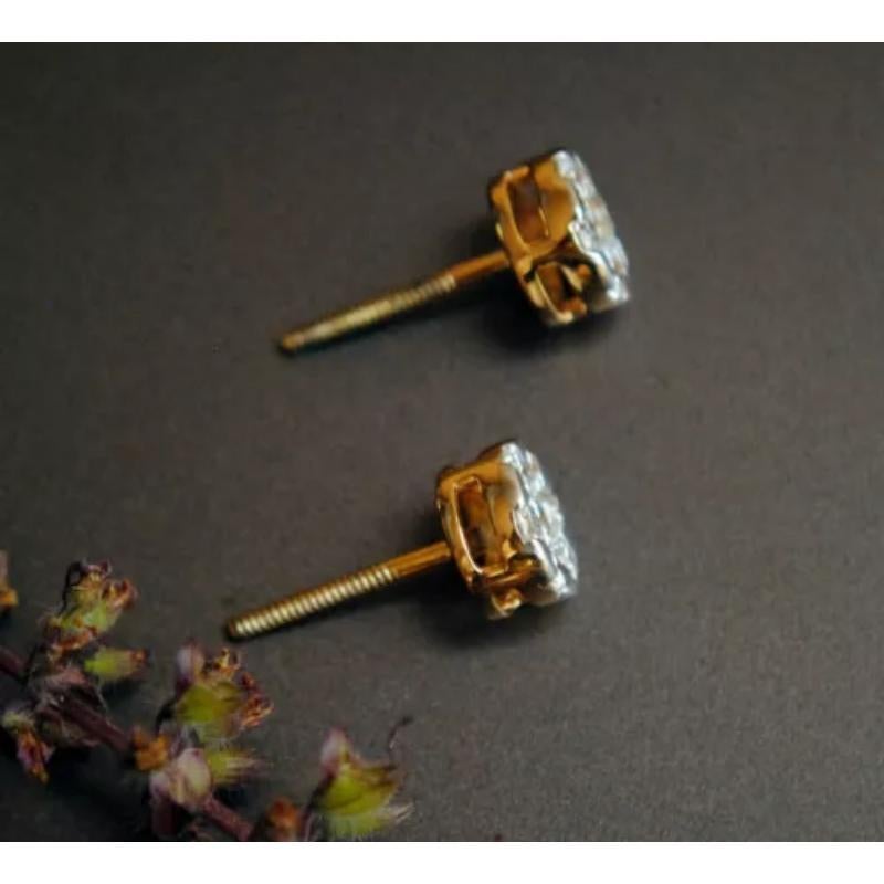14k Solid Gold Solitaire Natural Diamond Statement Earring Set In New Condition For Sale In Chicago, IL